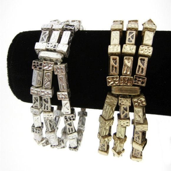 Chicos 3 Strand Silver Stretch Bracelet NWT - Picture 3 of 3